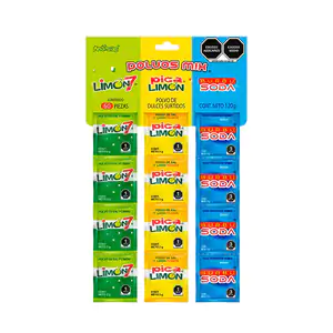Tira con 60pzas anahuac, sobres con polvos mix de sabores surtidos 12…