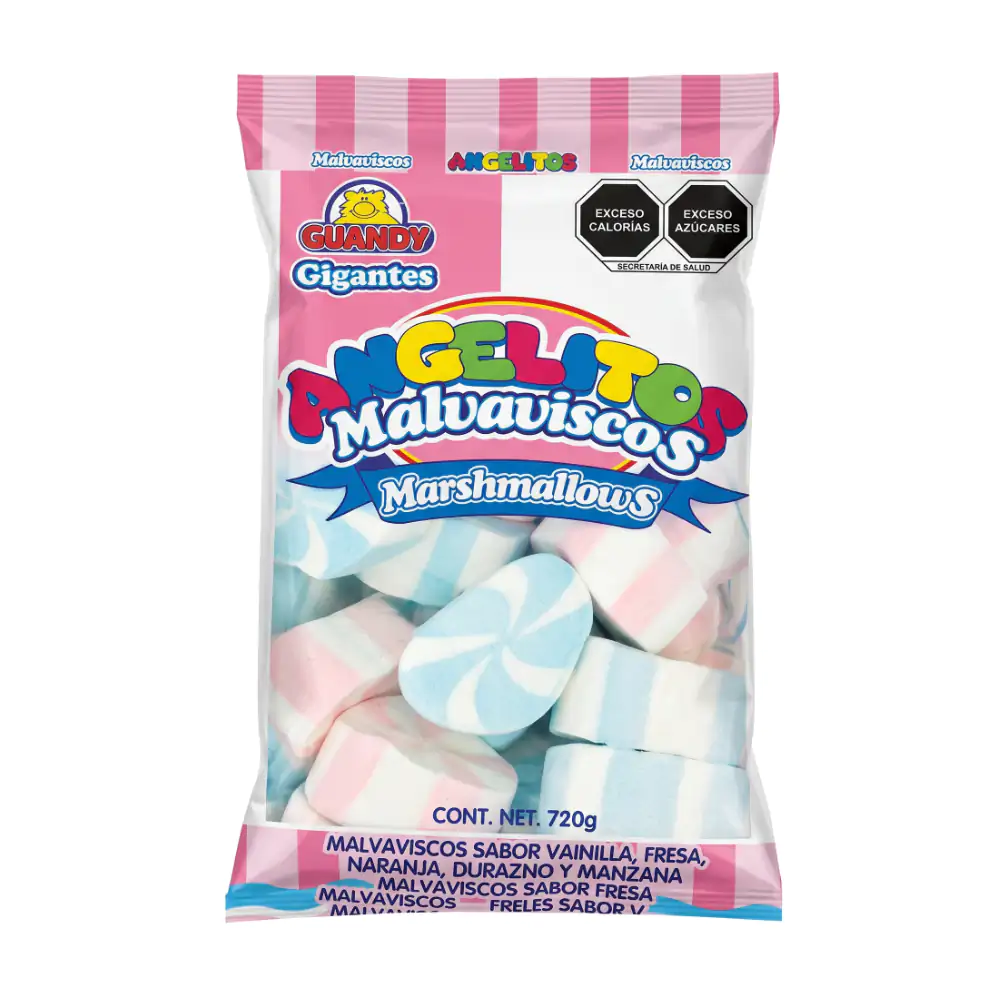 Bolsa de malvaviscos angelitos gigantes con diseño espiral, variedad de sabores, 720g / 017631 