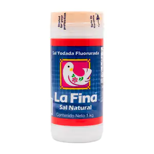 1pza Bote con sal natural yodada floururada la fina, 1kg