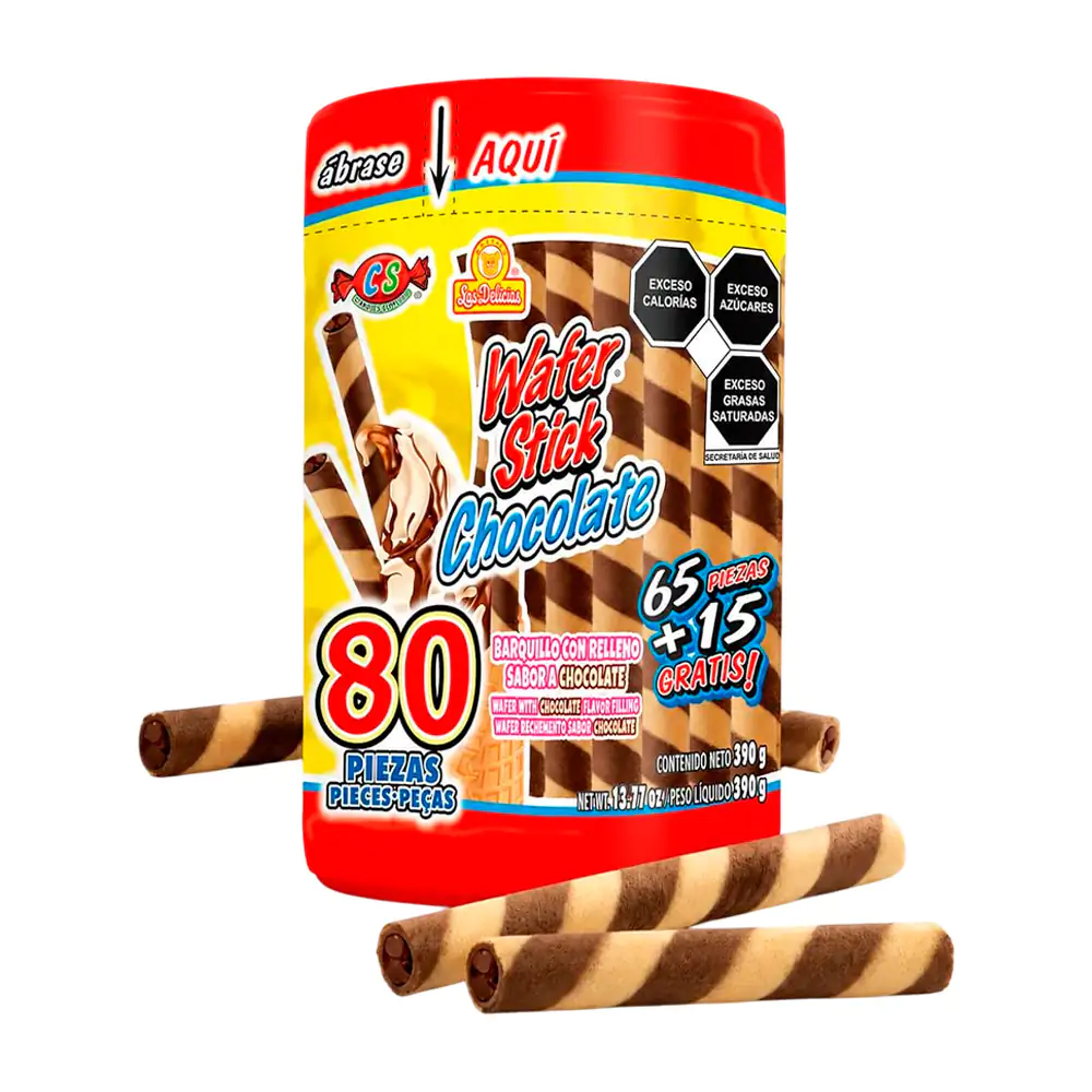 Vitro con 80pzas wafer stick chico delicias 390g / 044218
