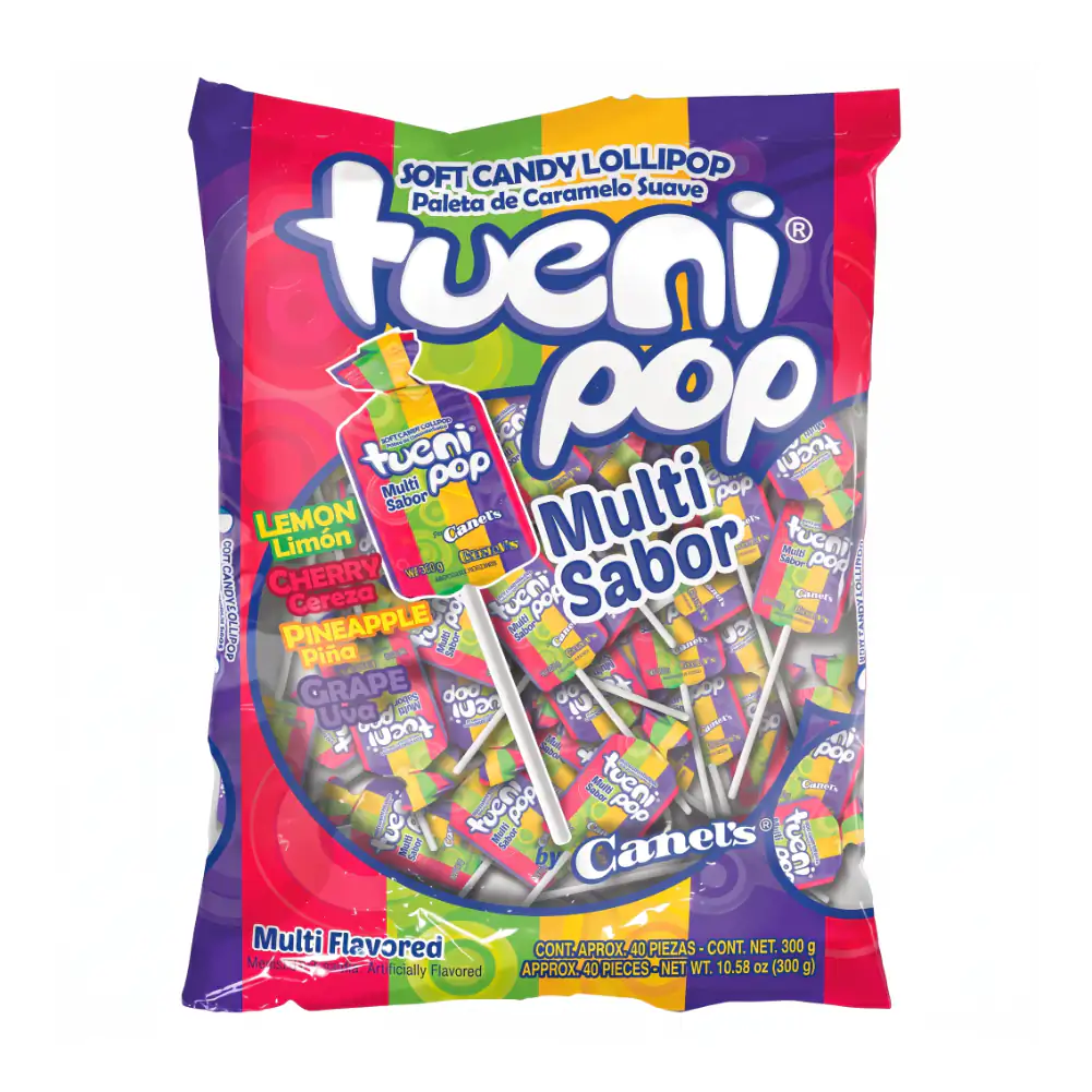 Bolsa de paletas tueni pop, caramelo suave, multisabor, 40pzs, 300g / 053443
