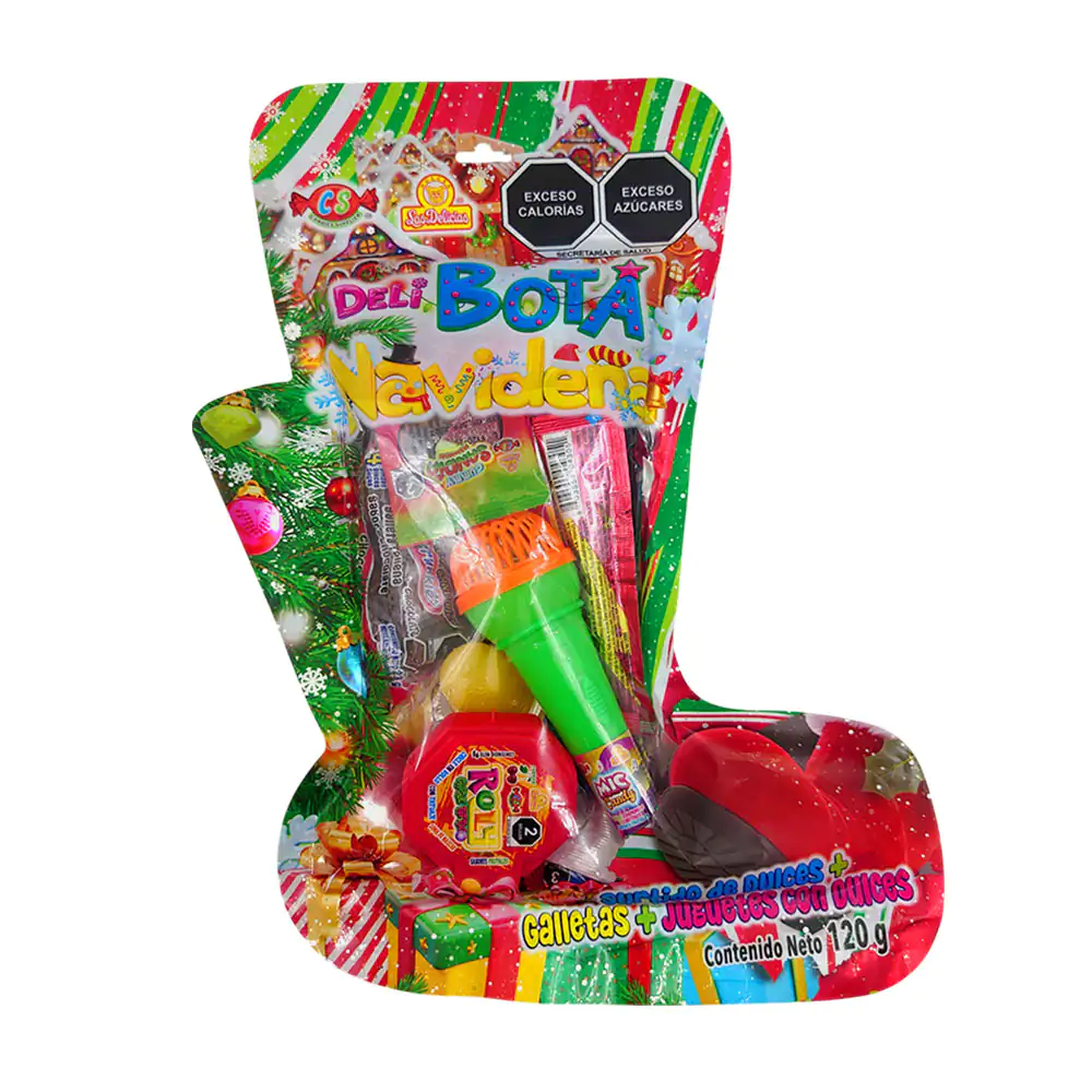 Bota bolo de dulces navideña las delicias, surtido de dulces + gallet…