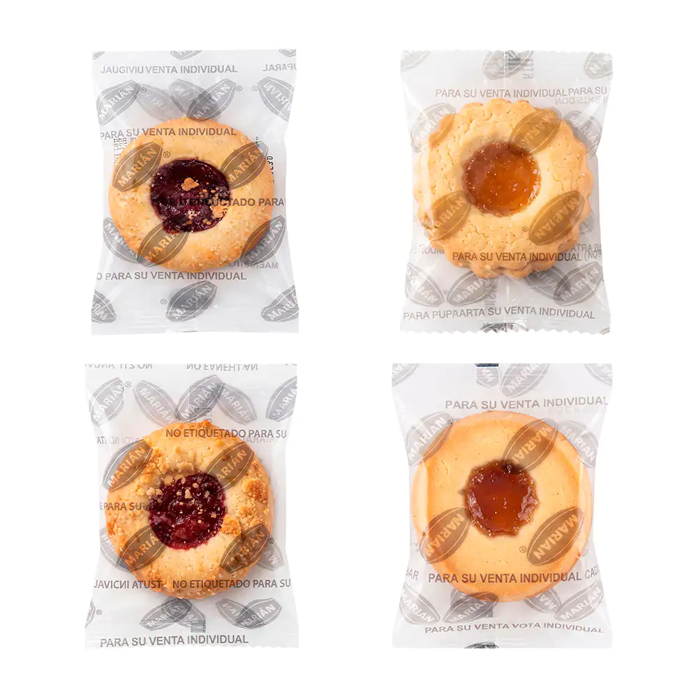 Paquete con 2 mini galletas - tartaletas con relleno sabor frutal, va…