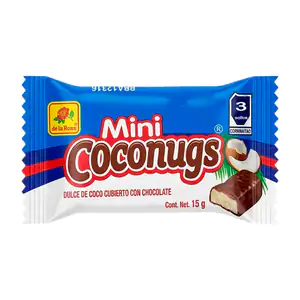1pza mini coconugs, dulce de coco cubierto de chocolate 15g / 099912