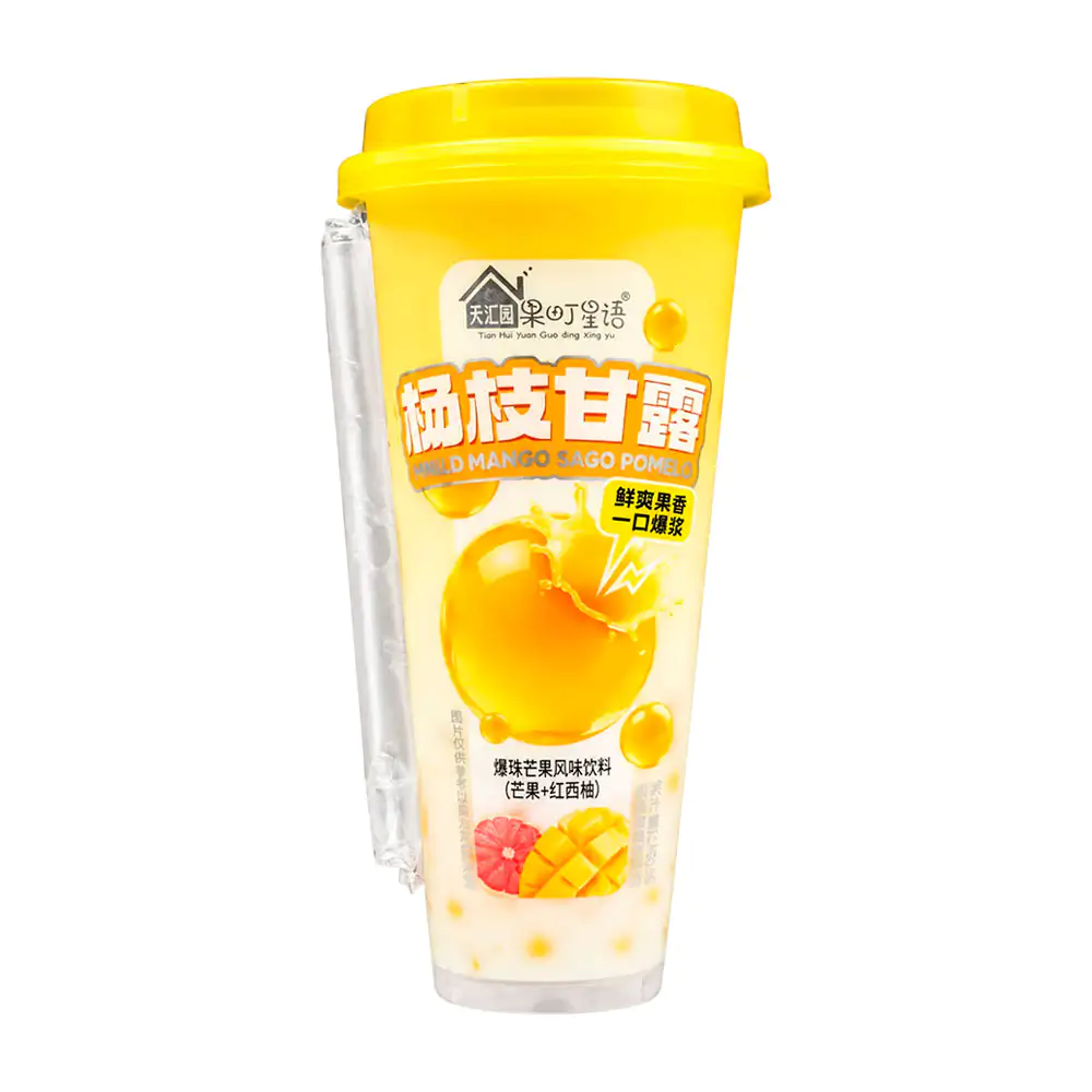 1pza Bebida asiática láctea con perlas explosivas sabor mango, 520ml