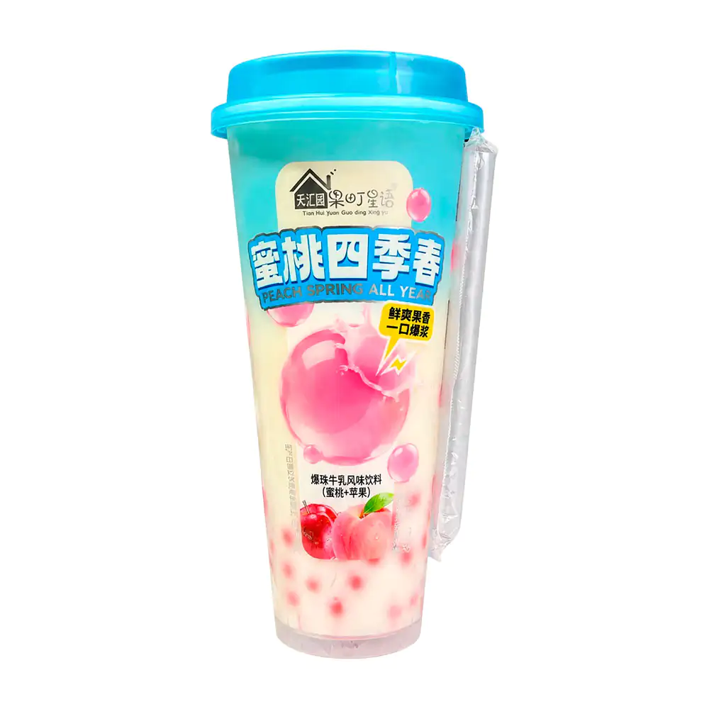 1pza Bebida asiática láctea con perlas explosivas sabor durazno, 520ml