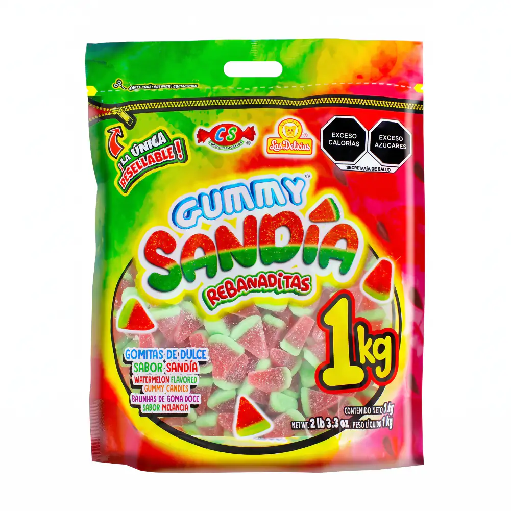 Bolsa de gomitas rebanaditas sabor sandia gummy, 1kg / 122046