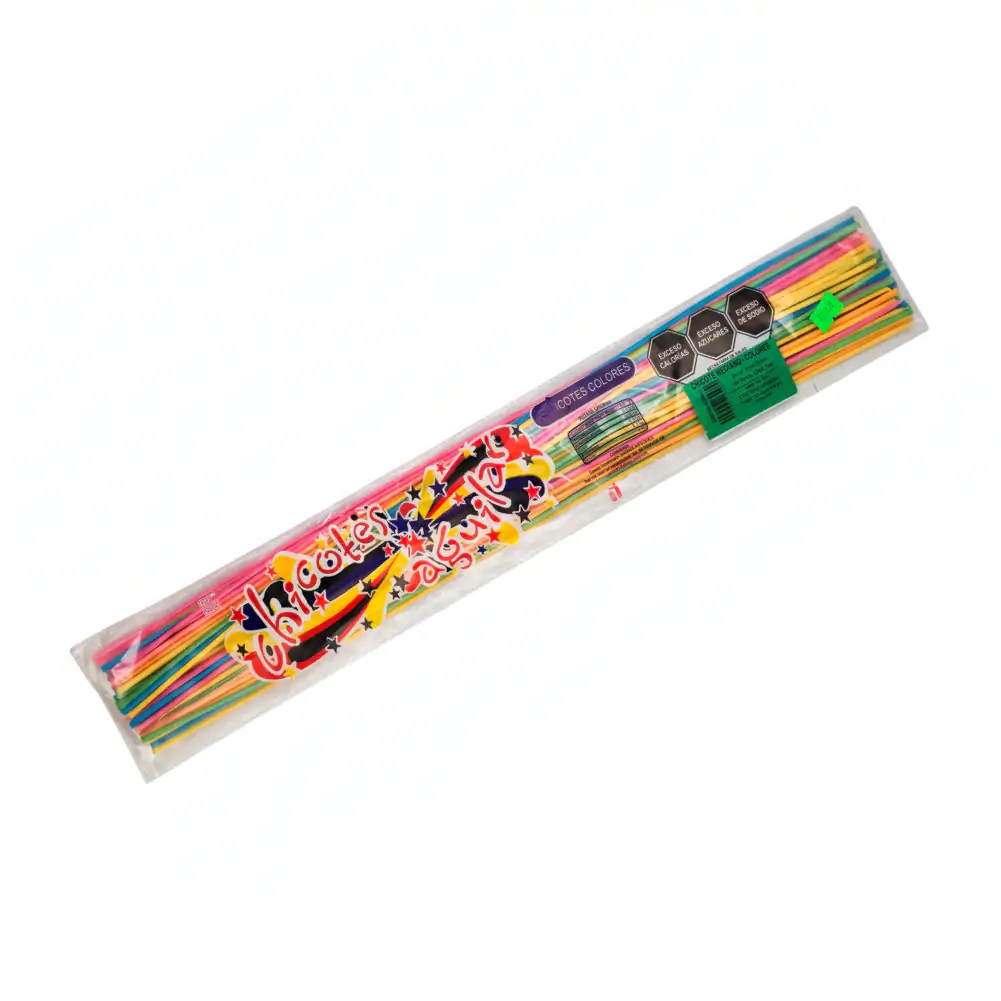 Bolsa con 50pzas de chicotes aguilar, chicote mediano de colores, dulce ácido, variedad de colores
