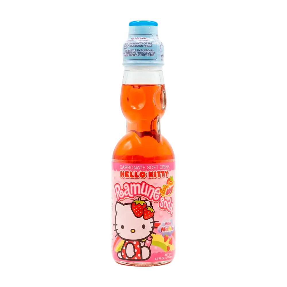 Bebida japonesa ramune hello kitty gasificada con sabor a fresa de 200ml / 176181