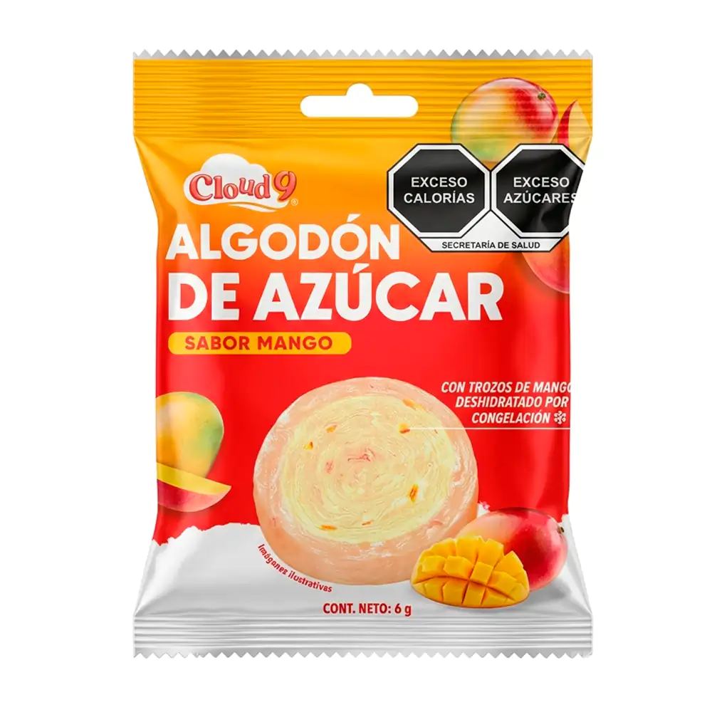 1pza Mini algodón de azúcar cloud 9 con sabor a mango, 6g / 024699