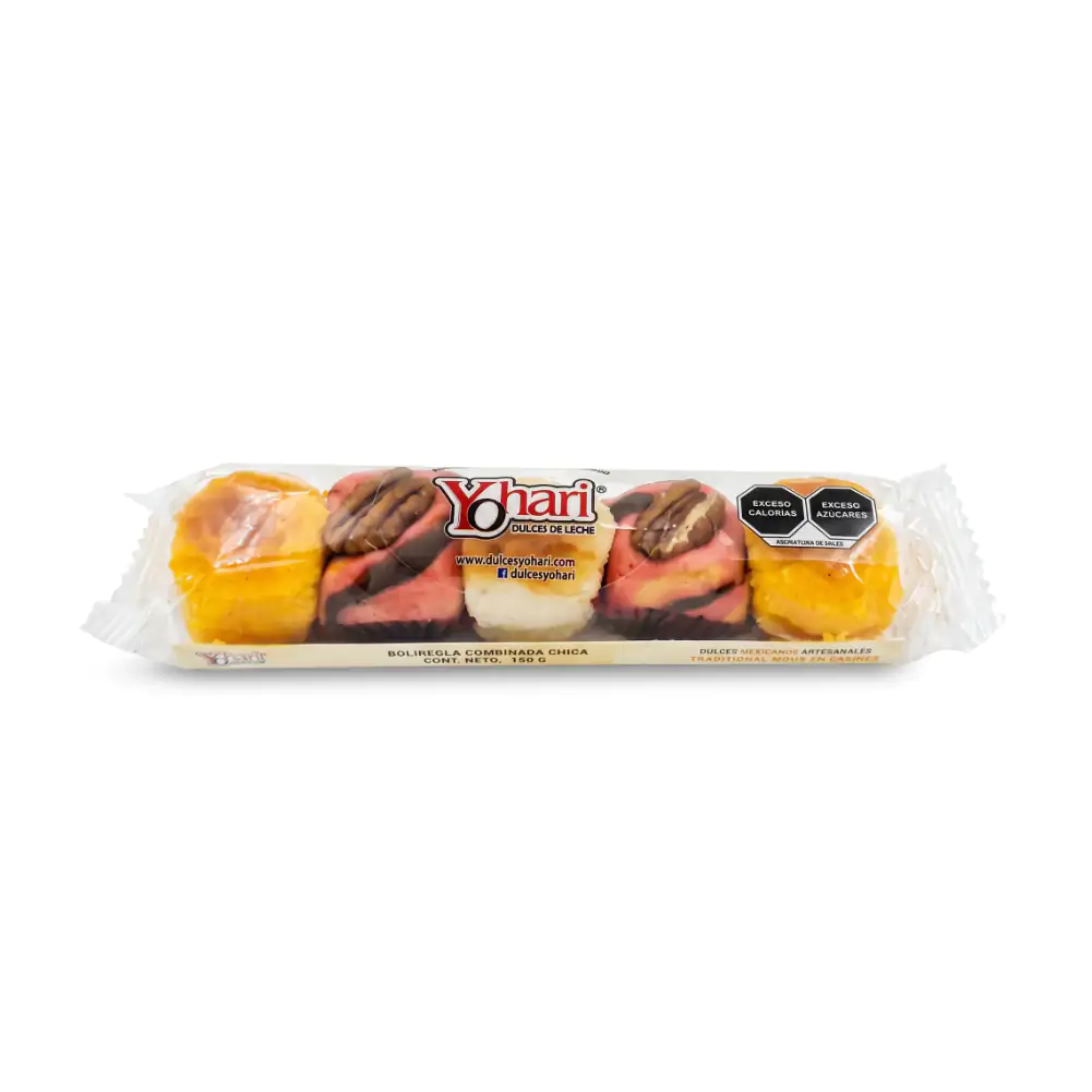 Paquete pequeño con 5pzas entre cocadas y jamoncillos, boliregla combinada chica, 150g / 252263