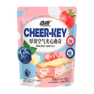Bolsa con galletas tipo sándwich cheer-key, relleno sabor a frutos ro…