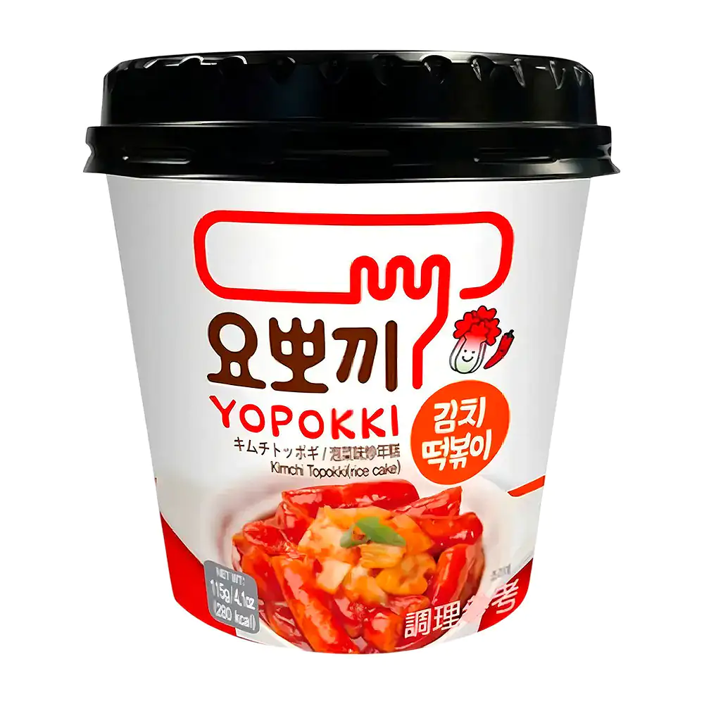 1pza vaso tipo bowl de topokki, pastel de arroz con sabor a kimchi, 120g, extra picoso / 401915