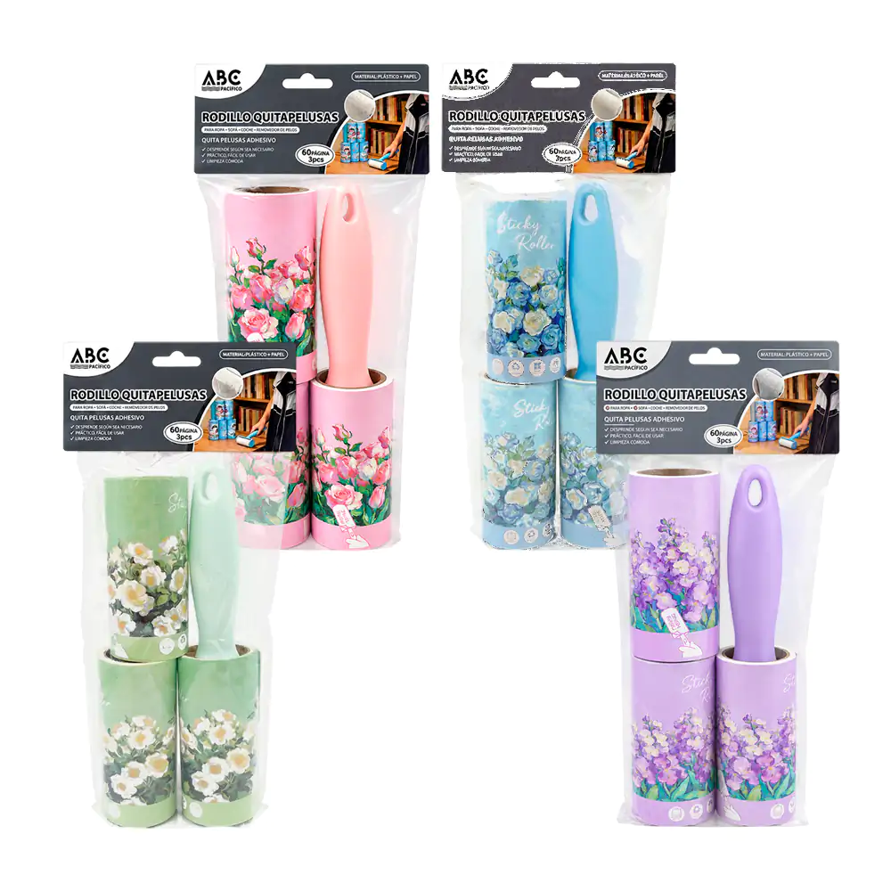 Rodillo adhesivo quita pelusa abc + 2 repuestos,  variedad de estampados y colores / 410793