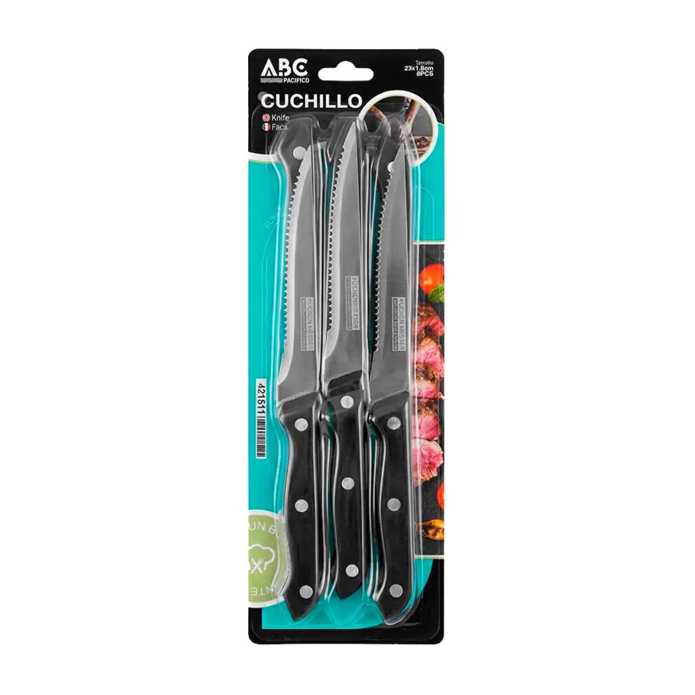 Set 6pzas cuchillos de acero inoxidable de sierra abc con mango de plástico / 421511