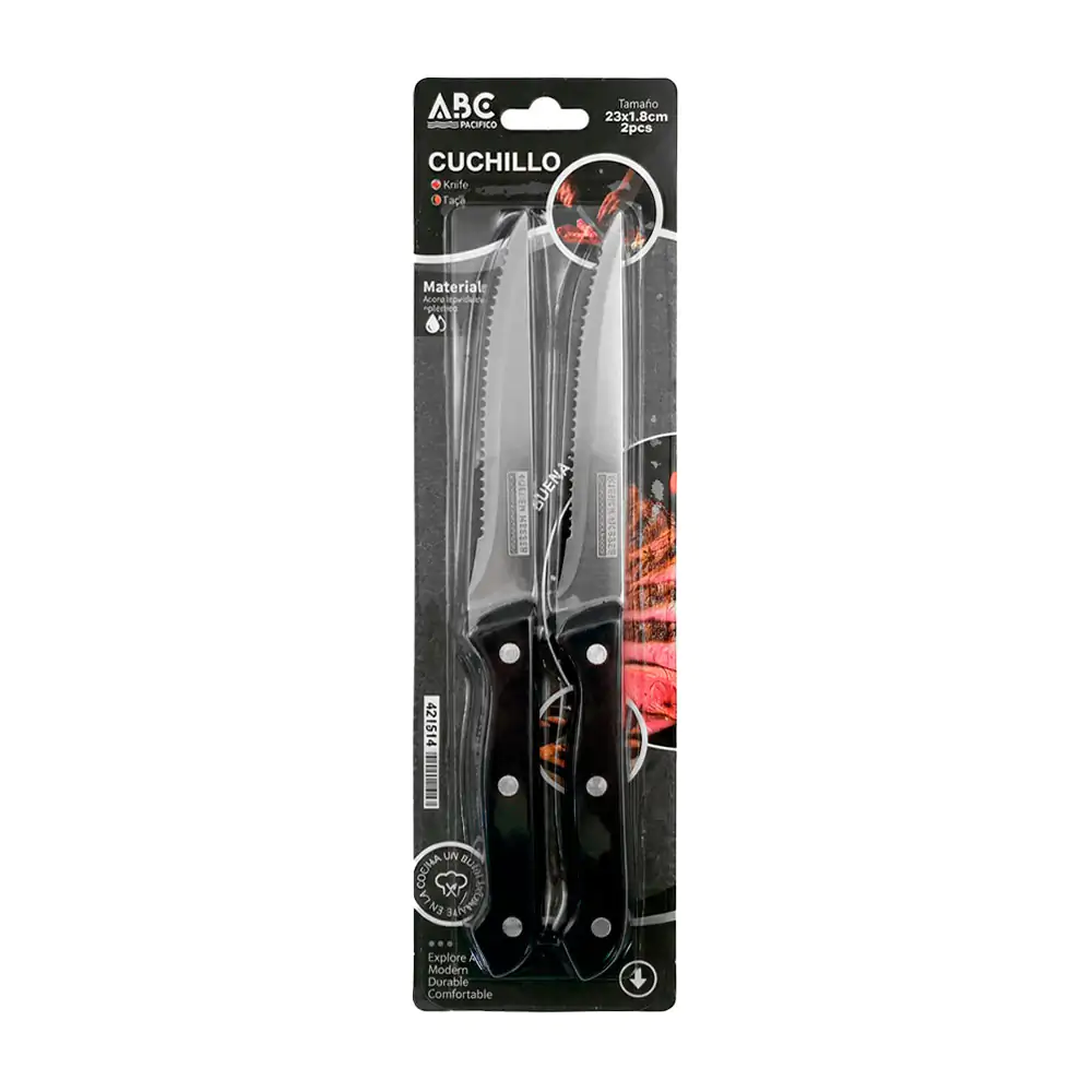 Set 2pzas cuchillos de acero inoxidable de sierra abc con mango de plástico / 421514