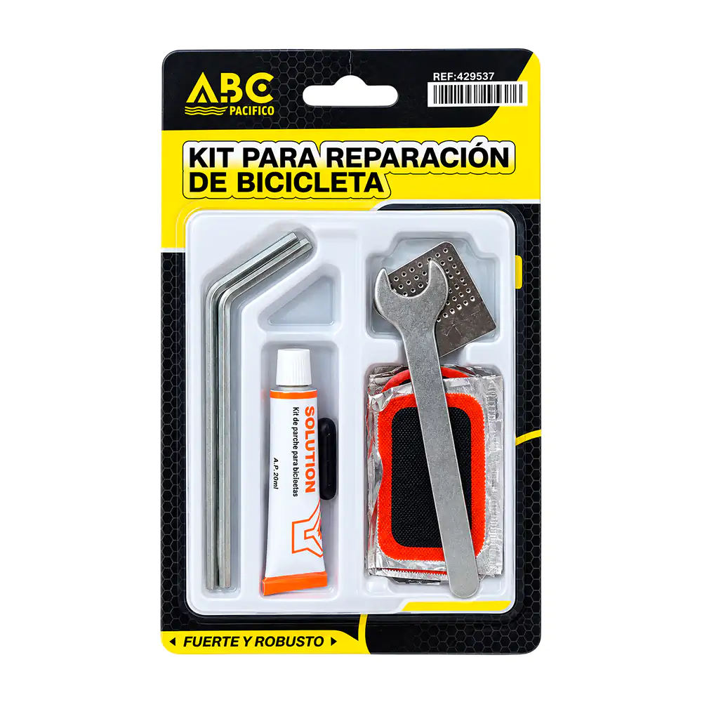 Kit básico de reparación abc para llantas de bicicleta, llave de metal para tuercas + accesorios
