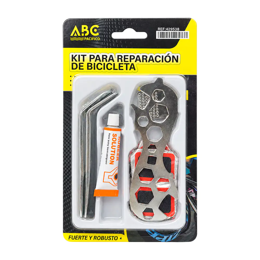 Kit básico de reparación abc para llantas de bicicleta, llave con 12 tipos de entrada + accesorios