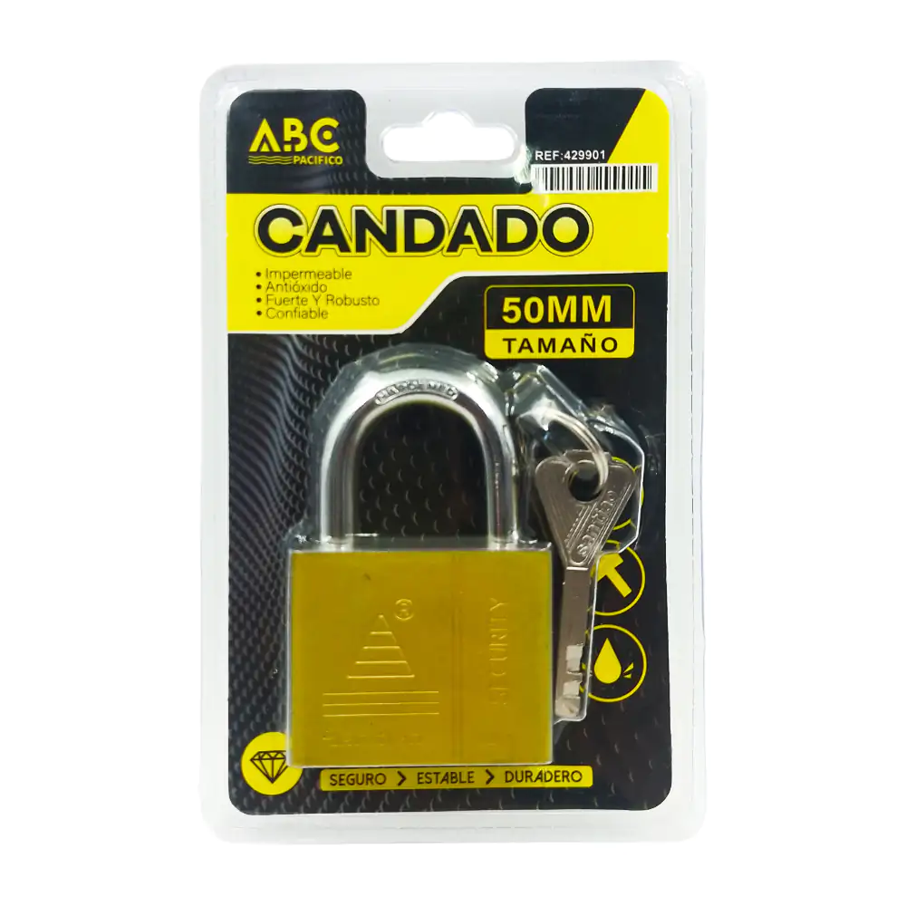 Candado de seguridad abc 50mm, impermeable, antióxido, fuerte y robusto + juego de 3 llaves / 429901
