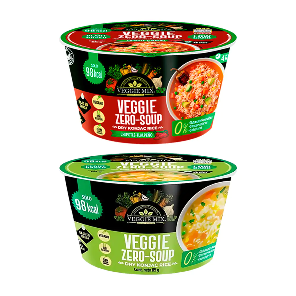 1pza Tazón - bowl con arroz instantáneo veggie mix baja en calorías, variedad de sabores, 85g 