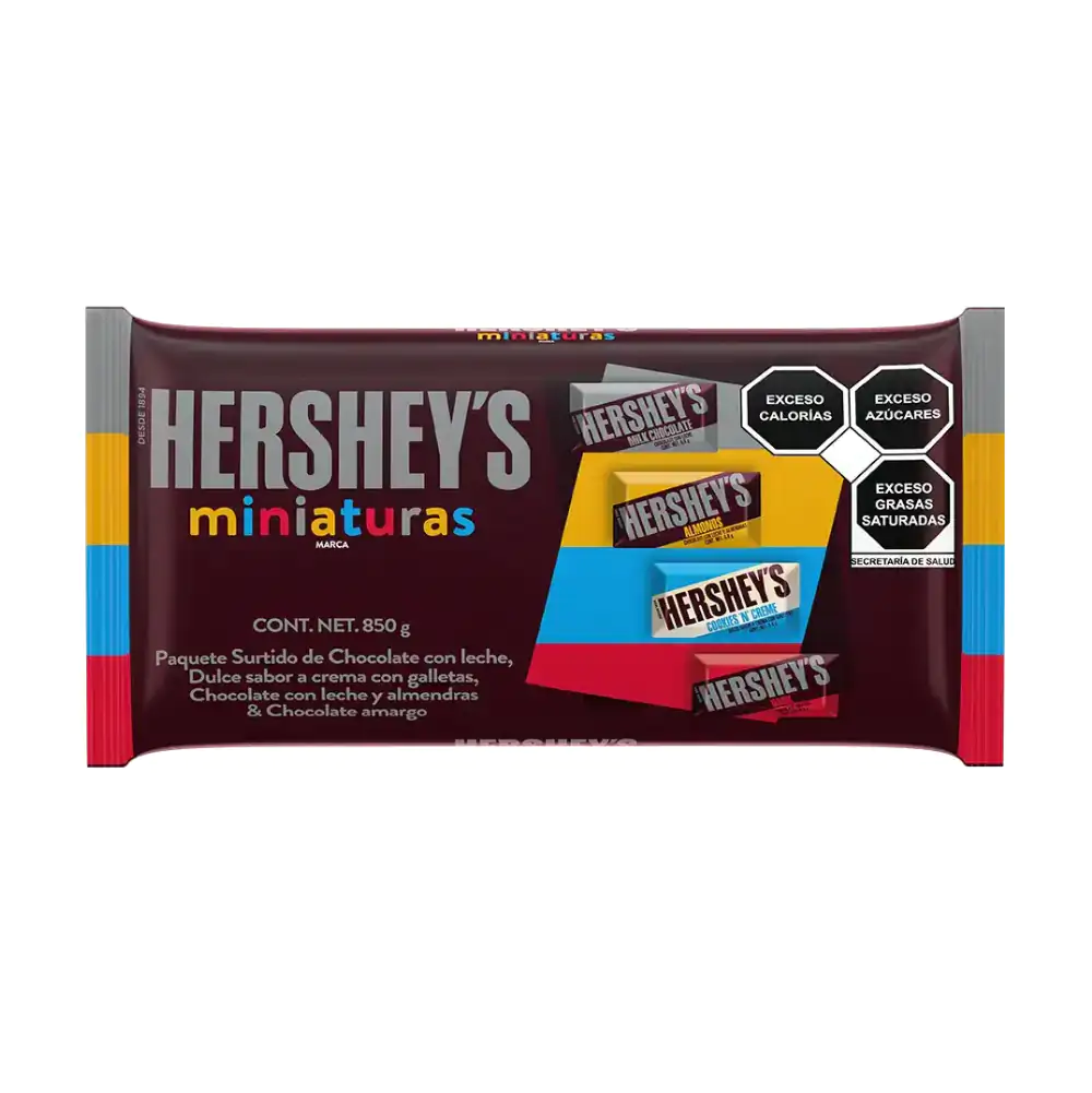 Bolsa hershey´s miniatura, surtido de chocolate con leche, amargo, galleta, almendra, 850g, variedad