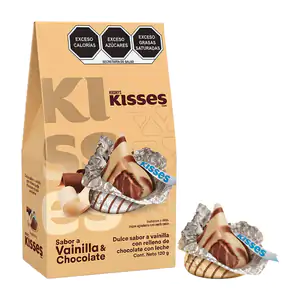 Caja kisses, chocolate con leche y relleno suave sabor a vainilla y c…