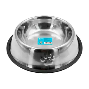 Plato para mascota de acero inoxidable, 22 cm, relieve de huellitas /…