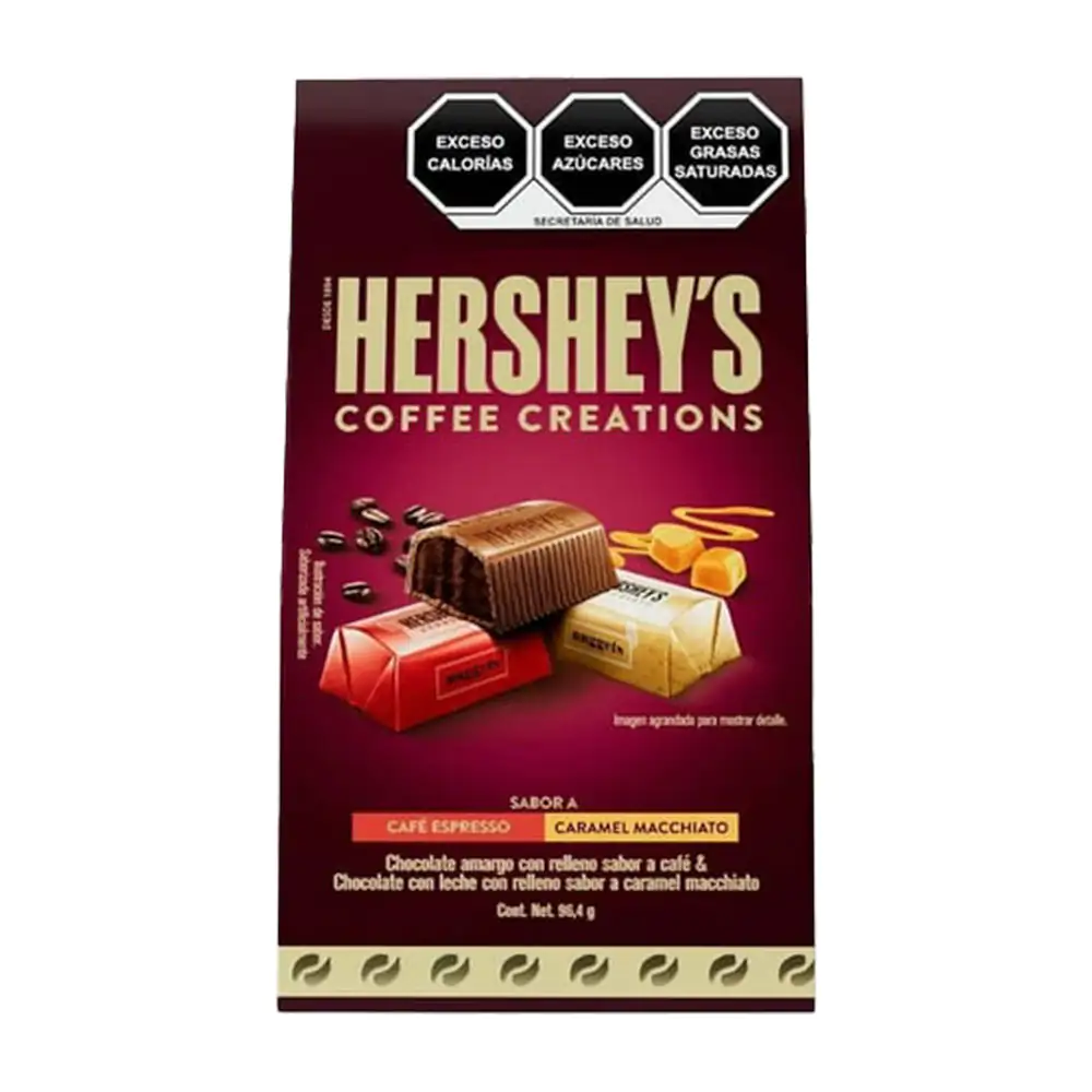 Caja chocolate coffe creations hersheys con sabores café espresso y caramelo macchiato 96.4g / 593057