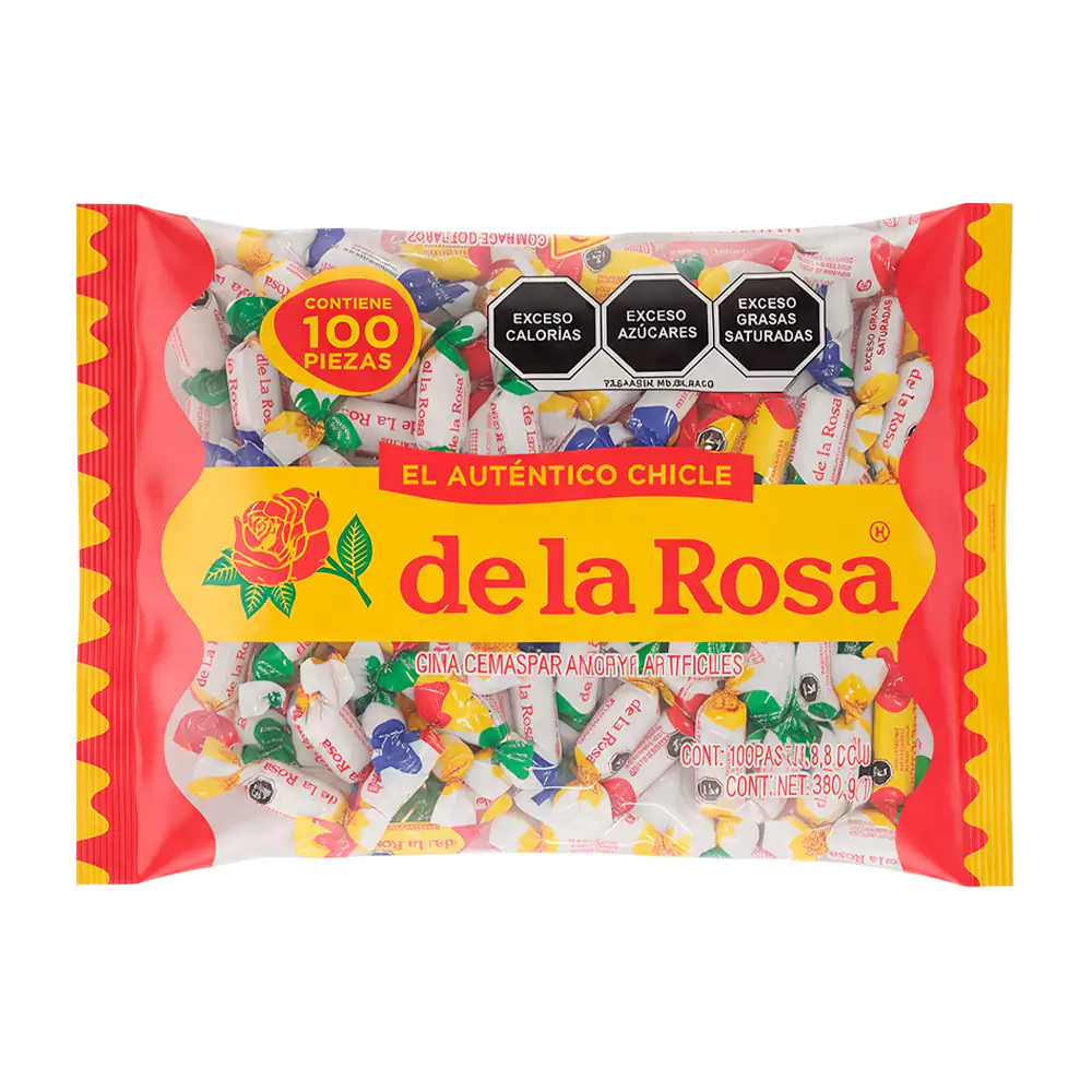 Paquete con 100pzas de chicle de la rosa, sabores frutales / 6000275