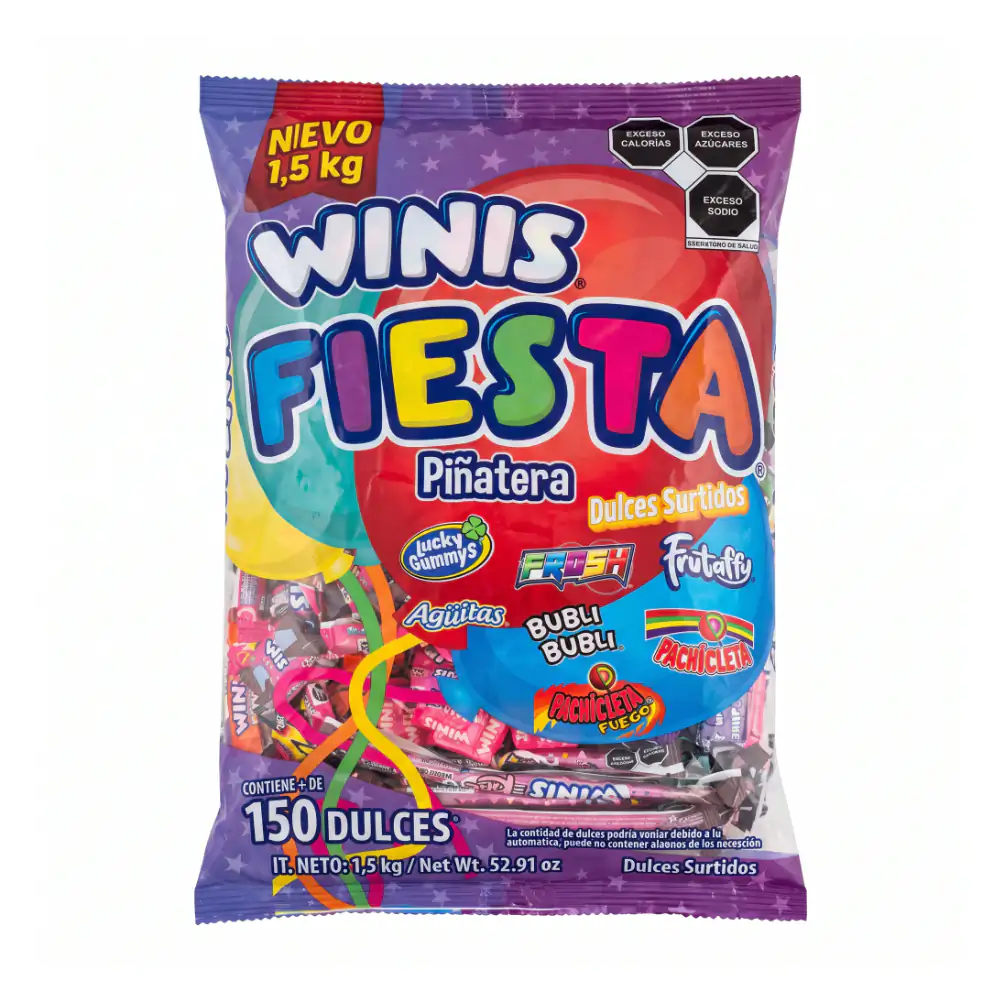 Bolsa winis de surtido fiesta piñatera, 150 pzs, 1.5kg / 614521