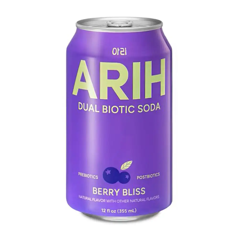 1pza lata de refresco arih, soda dual carbonatada sabor mora azul, 355ml / 626009