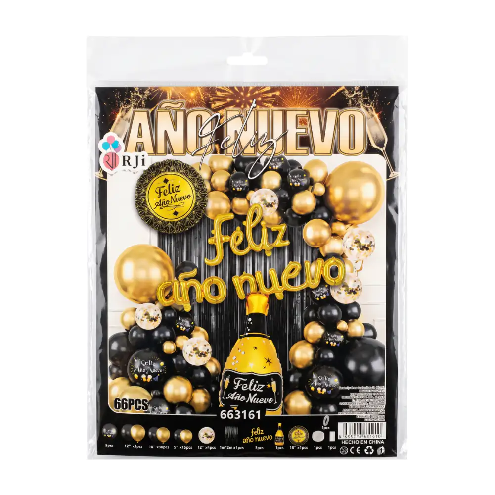 Set decorativo con temática de año nuevo 66pzas, letrero de felíz año…