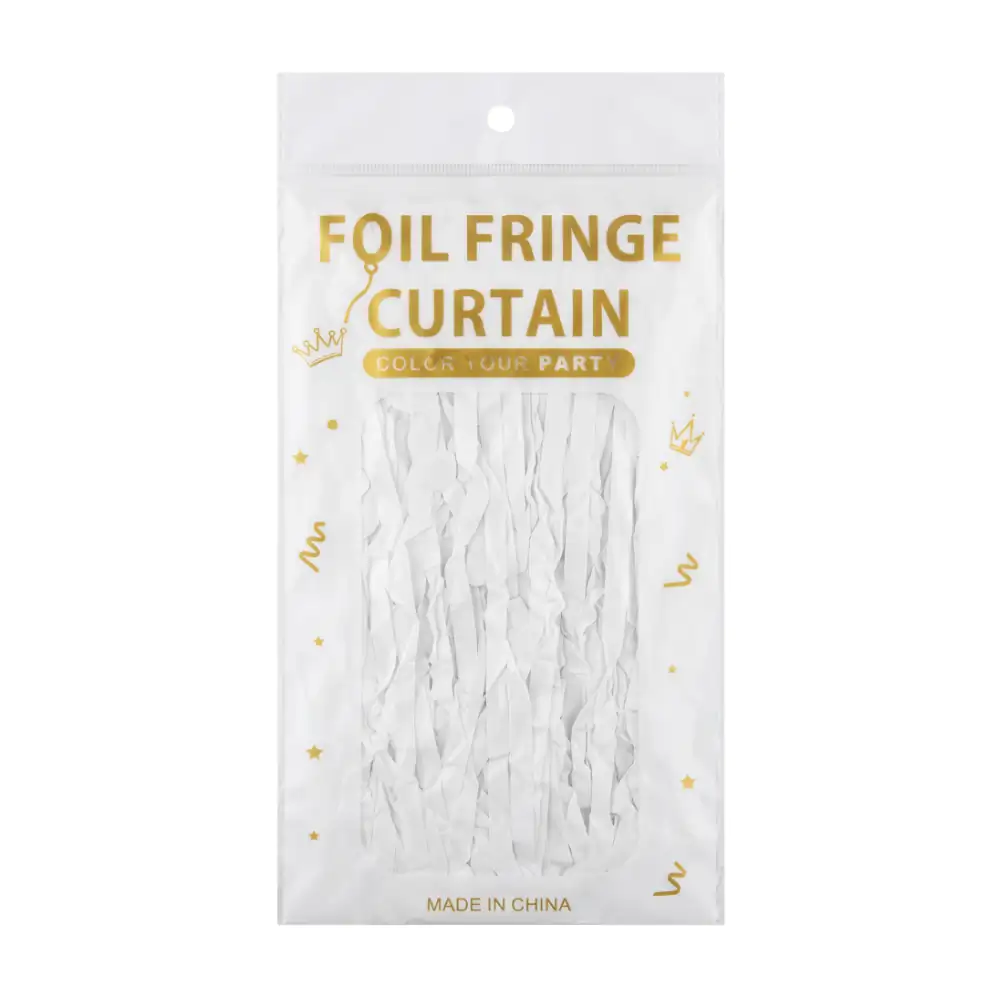 1pza cortina foil fringe curtain decorativa blanca con copos de nieve / 663219