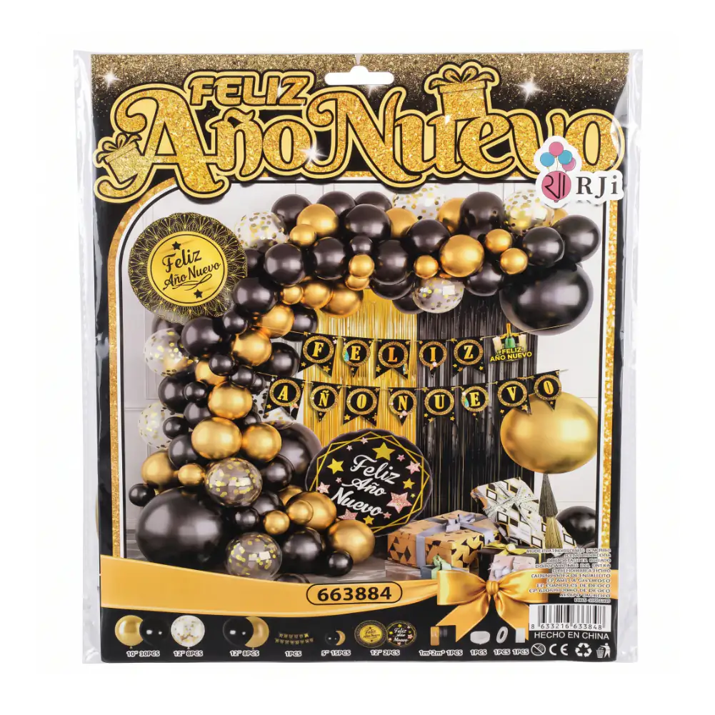 Set decorativo con temática de año nuevo, 63pzas, banderín, globos en…