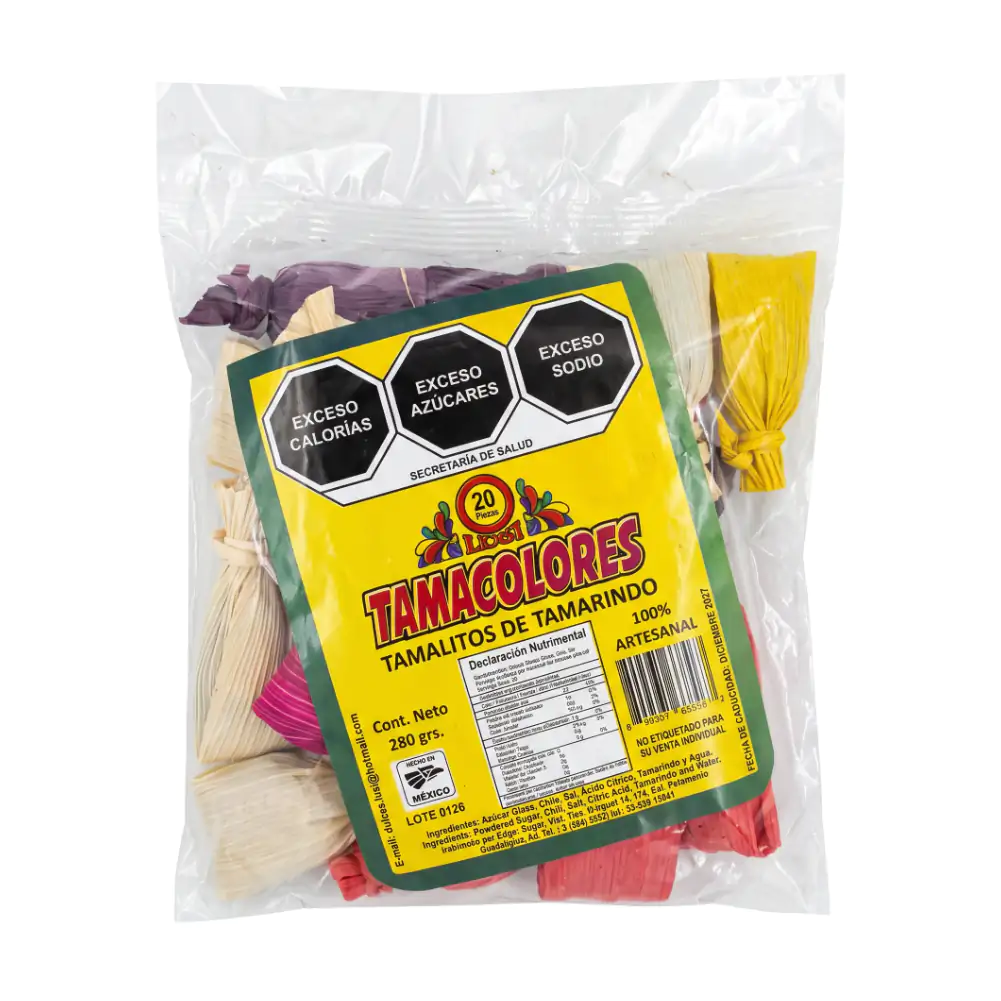 Paquete con 20pzas de tamalitos tamacolores, tamalitos de tamarindo, 280g / 668267