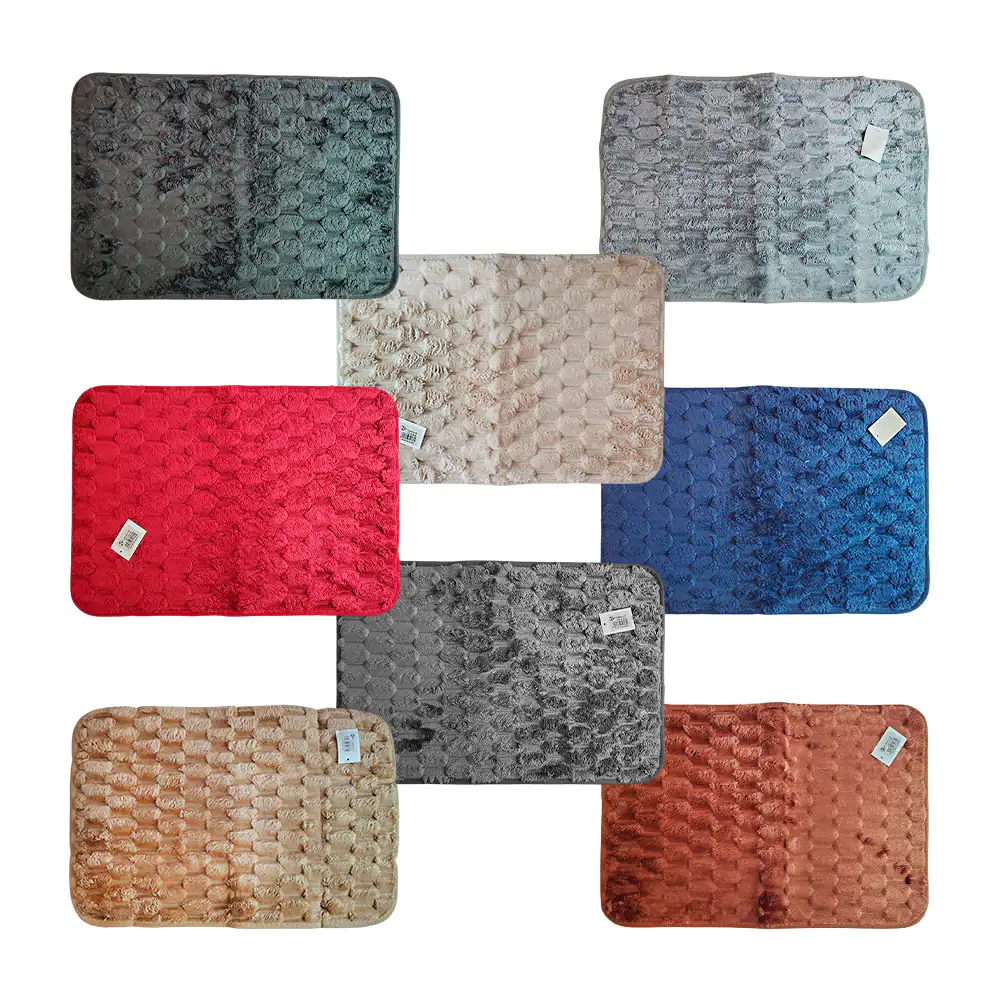 Tapete rectangular afelpado con diseño de hexágonos y antideslizante 60x40cm, variedad de colores