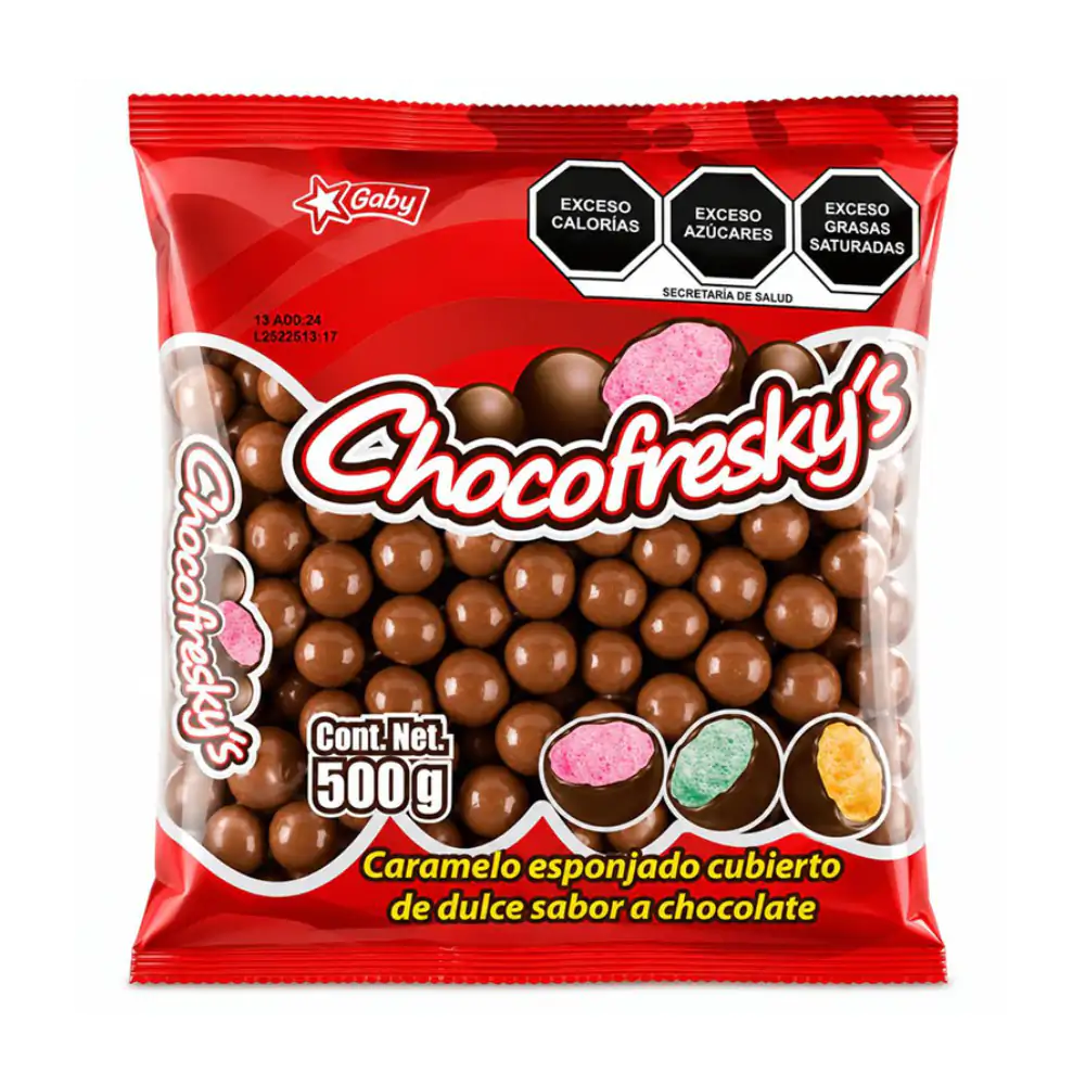 Bolsa con 500g de chocofresky´s, caramelo esponjoso cubierto de dulce sabor chocolate / 710398