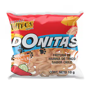 1pza Fritura tipo donita de harina de trigo con sabor a chile, 10g