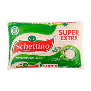 Bolsa de arroz con granos entereros super extra de 1kg, schettino