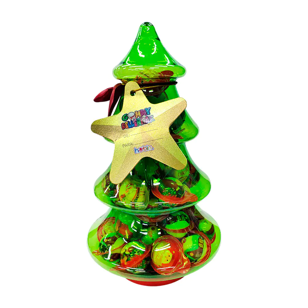 Árbol navideño decorativo con 50pzas de gomitas rellenas sabor fruta, 500g / 907589