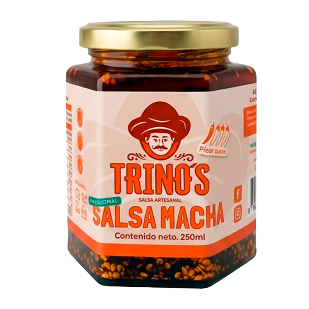  Frasco de salsa macha artesanal trinos con nivel de picor suave, 250ml