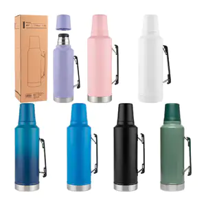 Termo de acero inoxidable con vasito y agarradera de  plástico, 64oz,…