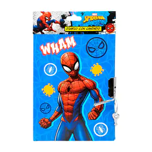 Diario pequeño con candado y estampado de spider man + juego de llaves