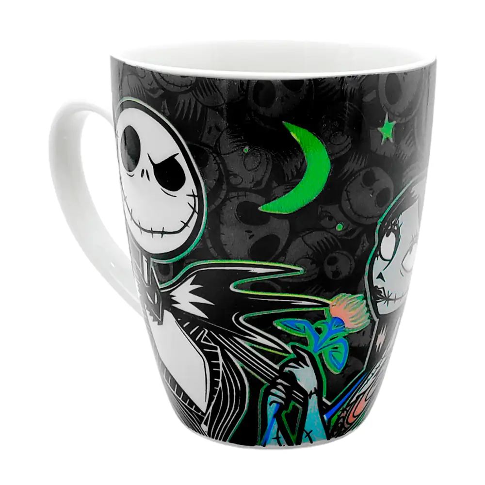 1pza Taza de cerámica chica, 10cm con estampado del extraño mundo de jack 
