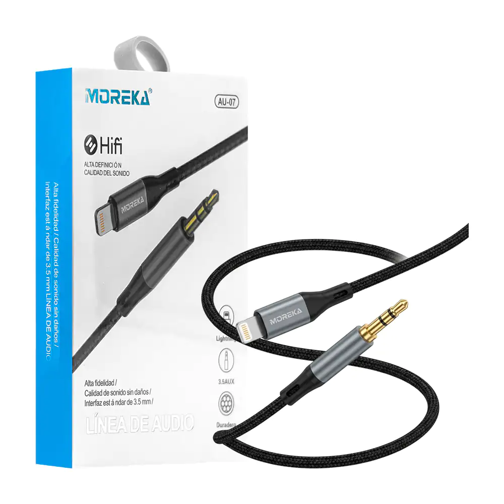 Cable auxiliar moreka de lightning a jack 3.5mm con alta definición