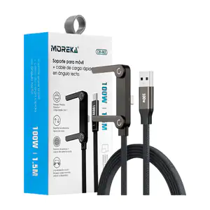 Cable tipo c a tipo c de 100w, conector con soporte plegable + recubr…