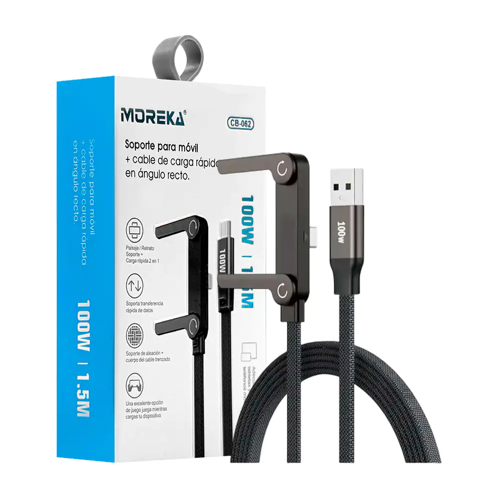 Cable tipo c a tipo c de 100w, conector con soporte plegable + recubr…