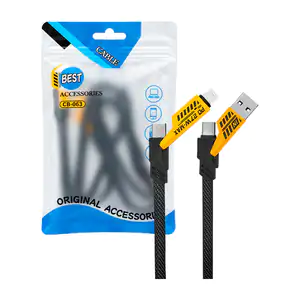 Cable plano de tipo c a tipo c + adaptador usb a lightning con recubr…