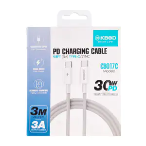 Cable de carga rápida tipo c a c,  30w, 2m, recubierto con fibra text…