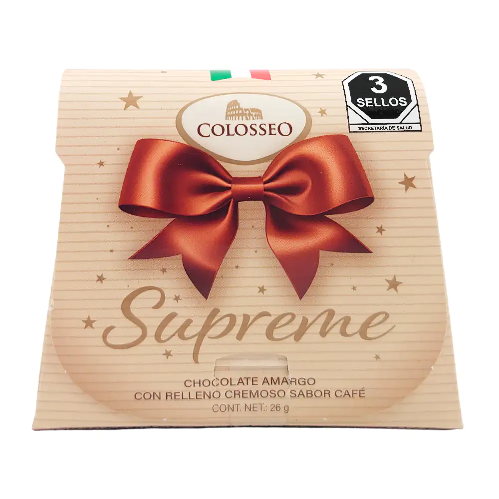 Chocolate colosseo supreme, chocolate amargo con relleno sabor café, 26g / co88